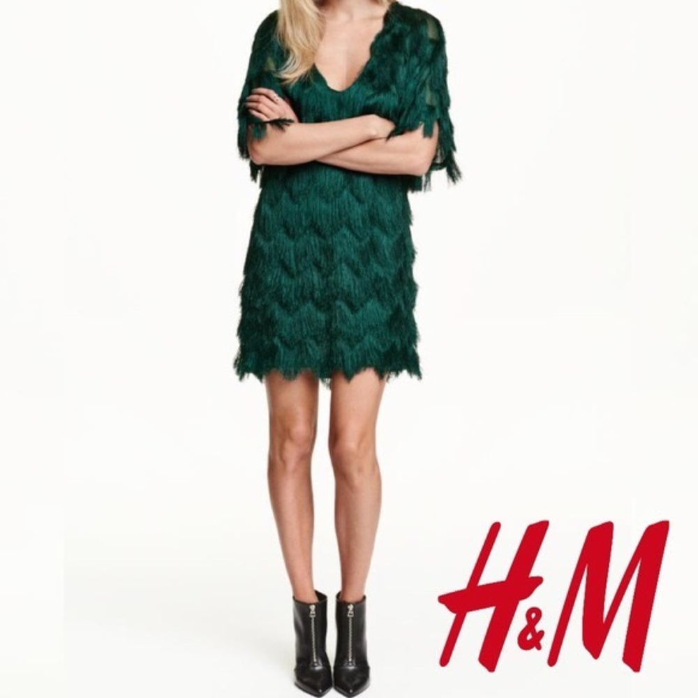 NWT Green fringe dress H&M